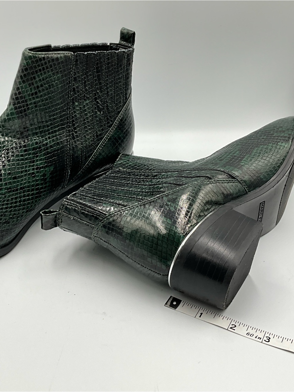 Marc Fisher Booties Size 8.5 Green Faux-Snakeskin Pointed Ankle Booties - Picture 8 of 8